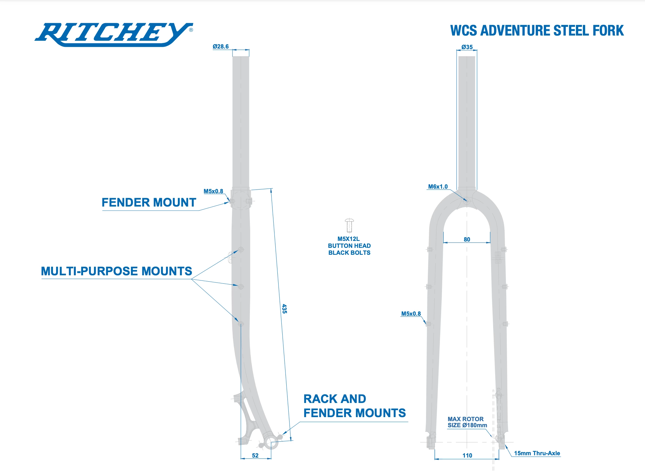 Fourche Rigide Ritchey WCS Acier Aventure Frein à Disque – Image 6