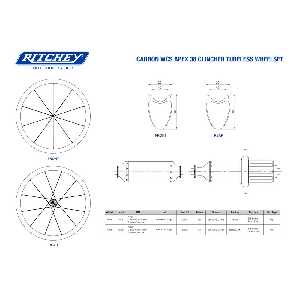 Paire De Roues Route Carbone Ritchey WCS Apex 38 – Image 5